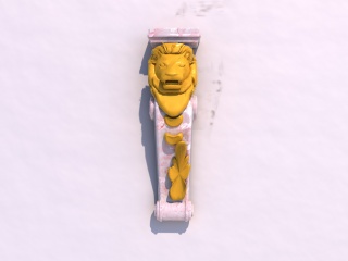狮子雕刻装饰柱子C4D模型