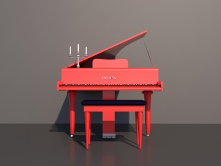 红色钢琴C4D模型
