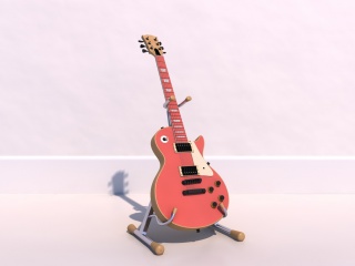 红色吉他C4D模型