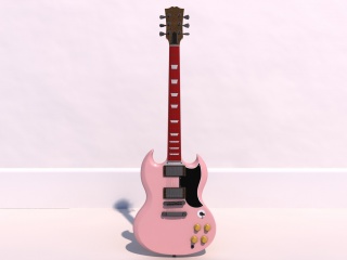 粉色吉他C4D模型