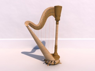 木制竖琴C4D模型