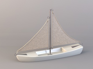实木帆船C4D模型