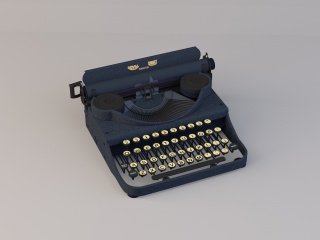 铁制老式打字机C4D模型