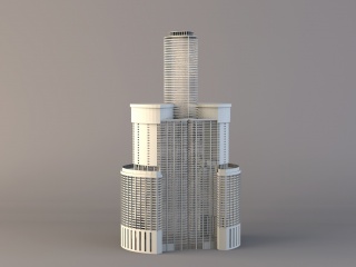 现代圆形建筑物C4D模型