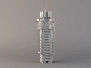现代白色大楼C4D模型