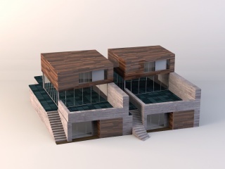灰色简易楼房C4D模型
