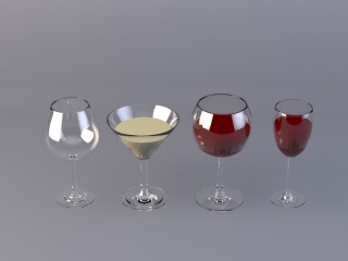 玻璃酒杯组合C4D模型