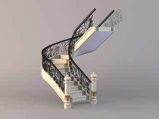 复古石质楼梯C4D模型