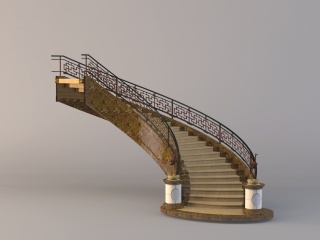 欧式弧形楼梯C4D模型