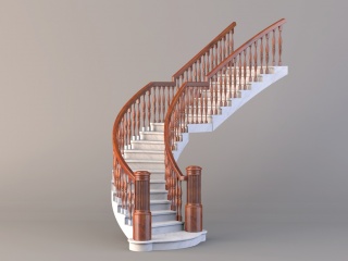 现代弧形楼梯C4D模型