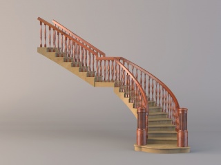 复古弧形楼梯C4D模型