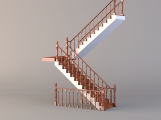 木制别墅楼梯C4D模型