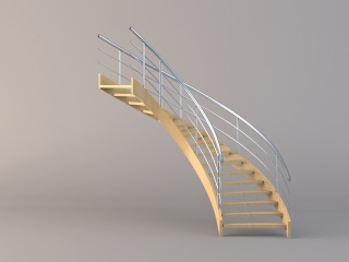 弧形波浪楼梯C4D模型