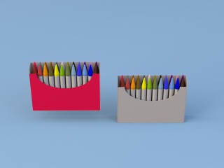 彩色铅笔组合C4D模型