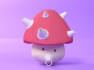 粉红蘑菇炮手C4D模型