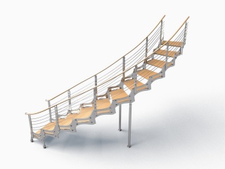 玻璃地面楼梯C4D模型