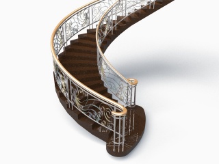 白色铁艺扶手楼梯C4D模型