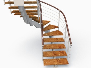弧形楼梯C4D模型
