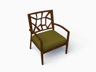 手扶木椅C4D模型