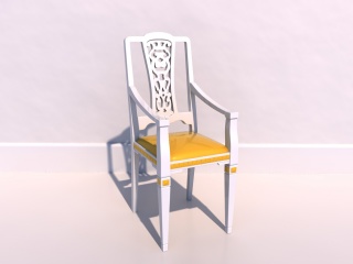 实木雕花木椅C4D模型