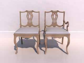 雕花木椅C4D模型
