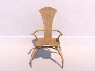 创意实木椅子C4D模型