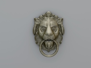 狮子头像门环C4D模型