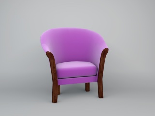 紫色皮质沙发椅C4D模型