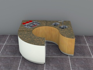 大理石台面橱柜C4D模型
