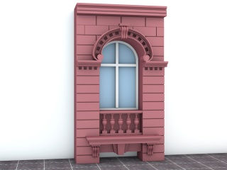 粉色欧式窗C4D模型