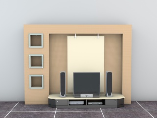 电视背景墙C4D模型