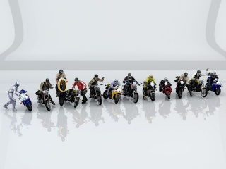 摩托车组C4D模型