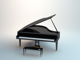 简约钢琴C4D模型