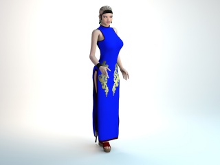旗袍女人C4D模型