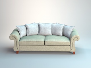 欧式布艺双人沙发C4D模型