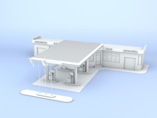 白色小楼C4D模型