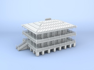 木制建筑楼C4D模型