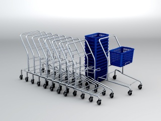 购物篮购物车C4D模型
