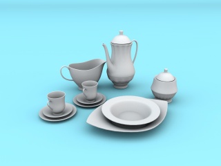 白瓷茶具C4D模型