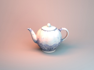 蓝色陶瓷茶壶C4D模型