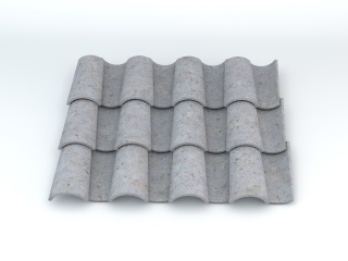 瓦片石棉瓦斜屋顶C4D模型