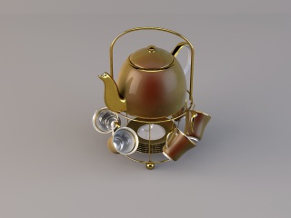 中式现代茶具C4D模型