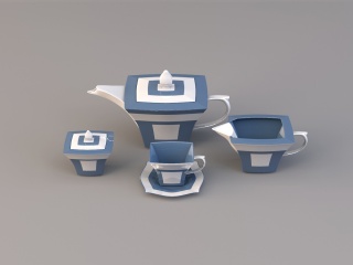 创意外国茶具C4D模型