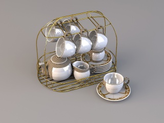欧式瓷器茶具C4D模型