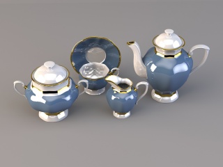 欧式花纹茶具C4D模型