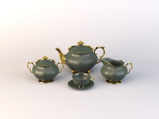 英式午茶茶具C4D模型
