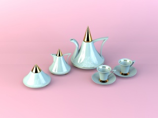 锥形茶具C4D模型