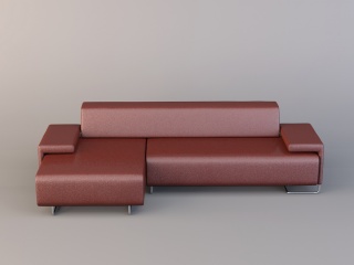 黑皮多人沙发C4D模型