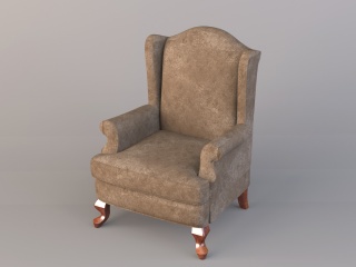 高档欧式布艺单人沙发C4D模型