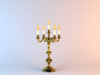 金色蜡烛台灯C4D模型